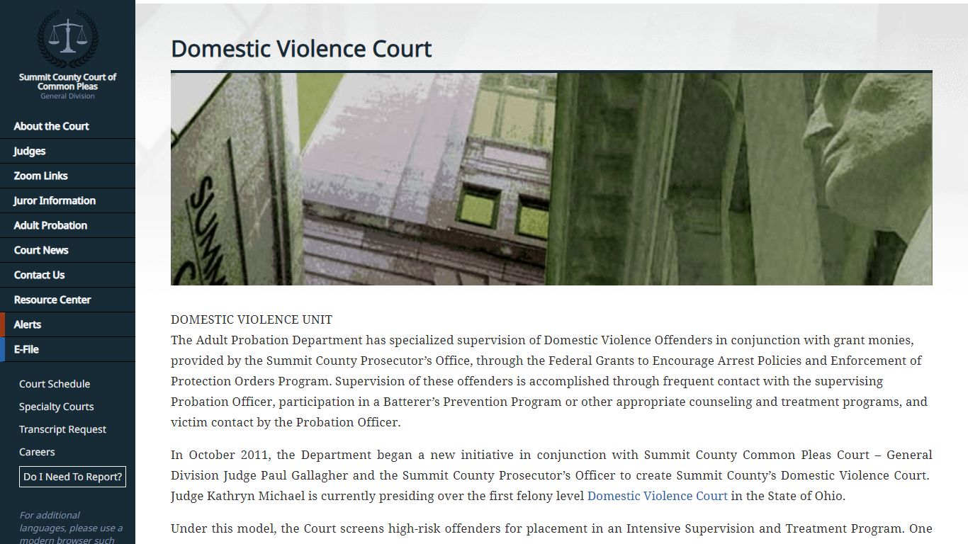 Domestic Violence Court | Summit County Court of Common Pleas