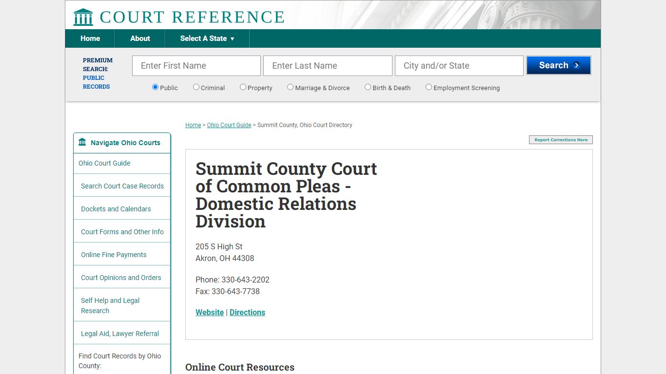 Summit County Court of Common Pleas - Domestic Relations Division